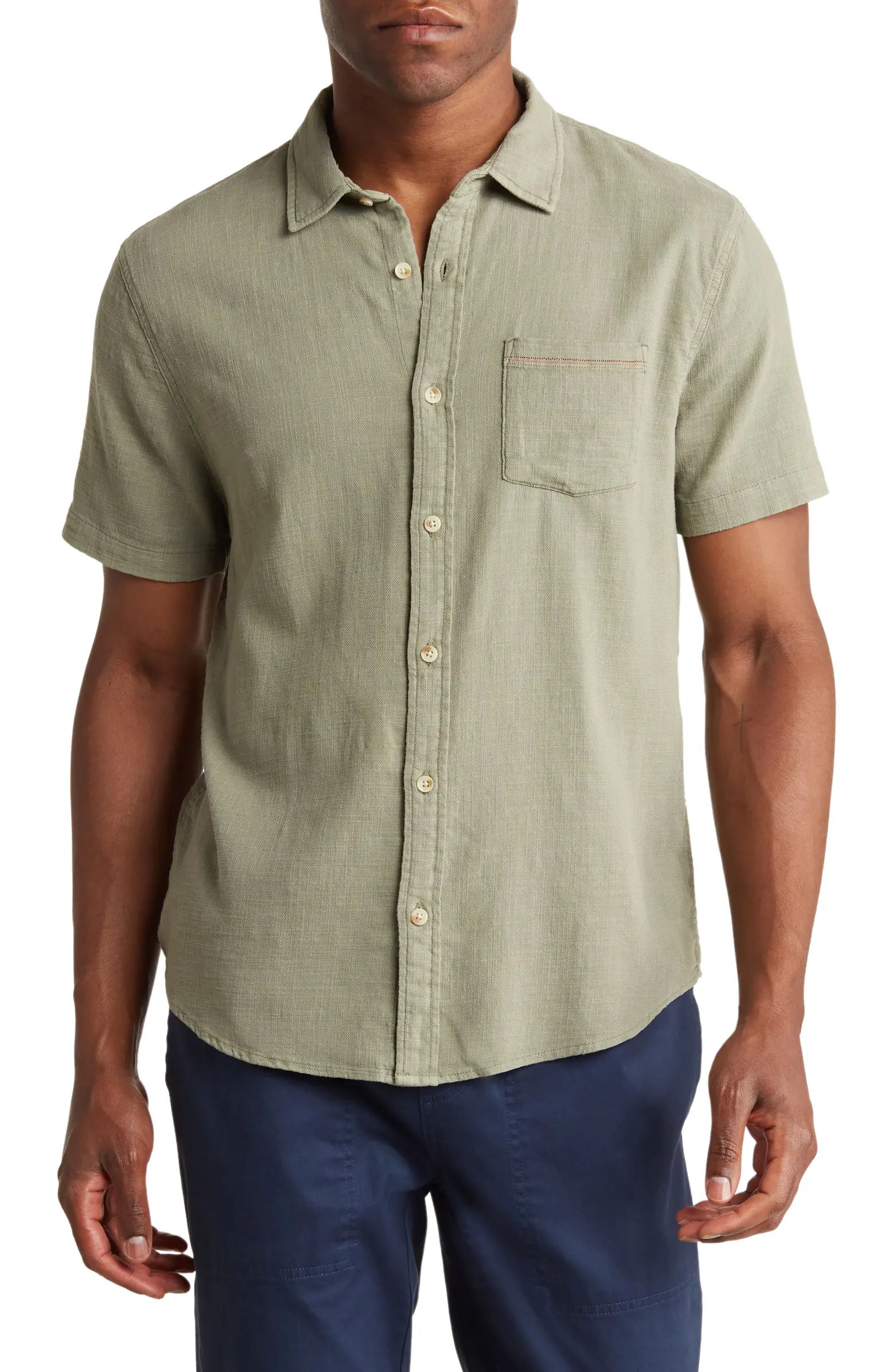 Stretch Selvage Short Sleeve Button-Up Shirt | Nordstrom