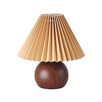 KUNJOULAM Small Pleated Table Lamp, Modern Bedside Nightstand Lamp with Coffee Lampshade, Cute La... | Amazon (US)