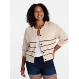 Time and Tru Women's Striped Cardigan Sweater with Long Sleeves, Sizes XS-XXXL | Walmart (US)