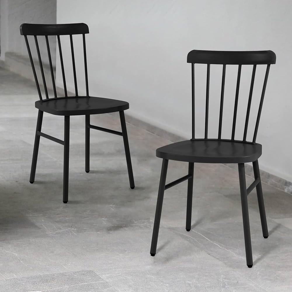 Anmutig Metal Patio Dining Chairs Side Chairs Indoor/Outdoor Windsor Style Metal Side Chair Farmh... | Amazon (US)