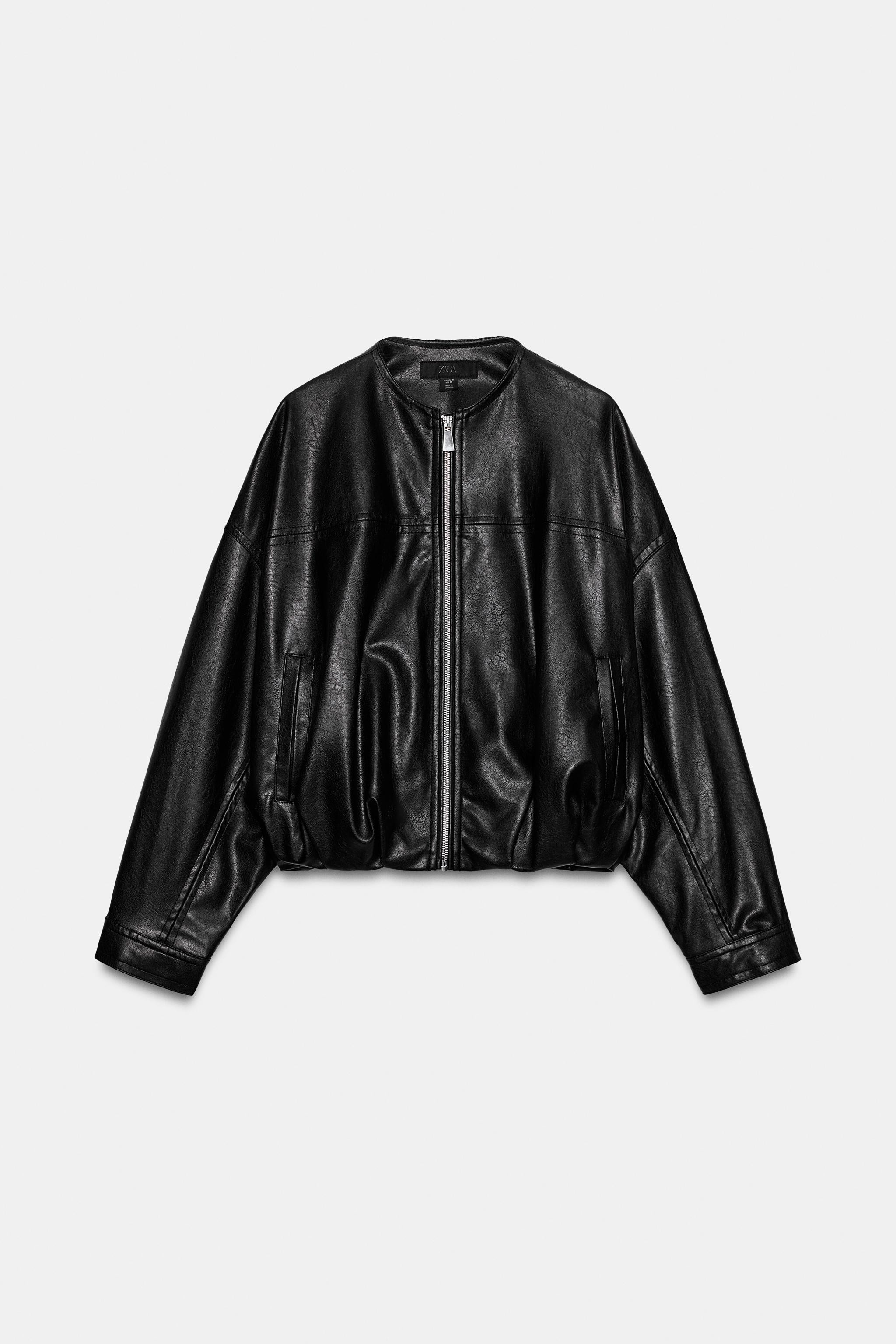 FAUX LEATHER BALLOON BOMBER JACKET | Zara US