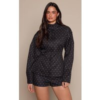 Black Polka Dot Tailored Cocoon Sleeve Jacket | PrettyLittleThing UK