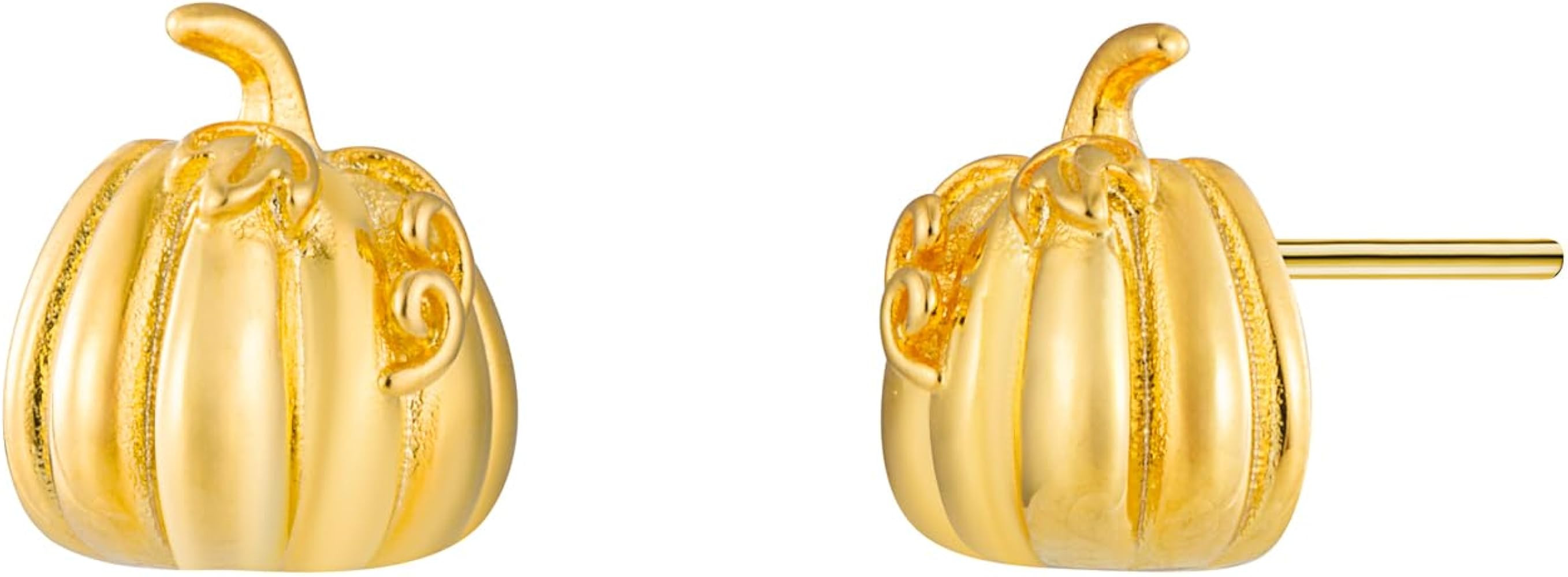 2D Autumn Golden Pumpkin Stud Earrings Jewelry, 14K Gold Plated & 925 Sterling Silver Back Posts | Amazon (US)
