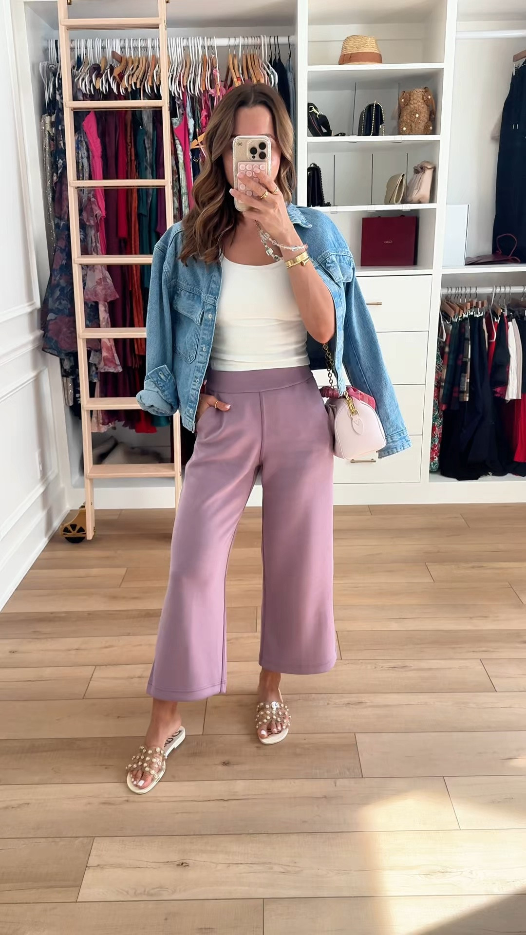 Amazon modal blend pants in XXS. Ribbed tank top in XS. Target denim jacket in XS. Jelly slides are whole sizes only - I’m a 6.5 and did a 7. Casual outfit. Summer outfit. Travel outfit. Mom outfit.

#LTKootd #LTKmomlife #LTKgrwm