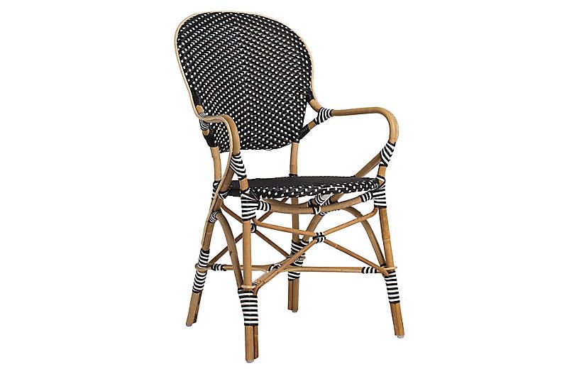 Isabell Bistro Armchair, Black/White | One Kings Lane