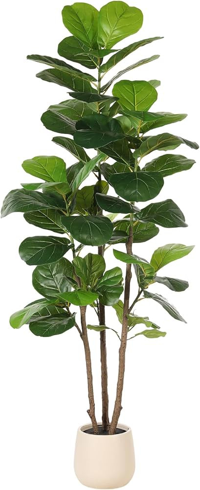 Realead 6ft Fiddle Leaf Fig Tree Artificial with Tall Exquisite Planter - Tall Faux Fiddle Leaf F... | Amazon (US)