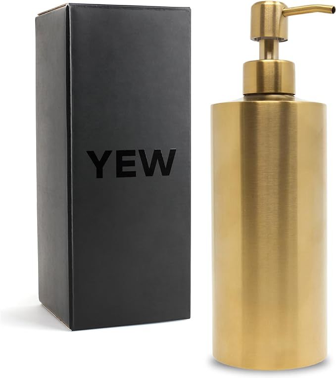 Yew Design Gold Soap Dispenser Stainless Steel for Bathroom and Kitchen Sink, 15oz Refillable Rou... | Amazon (US)