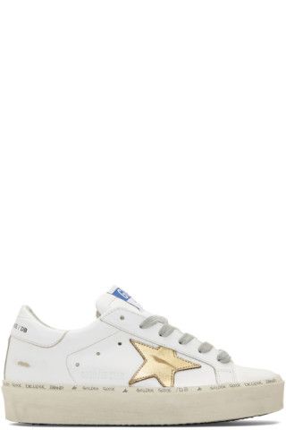 Golden GooseWhite & Gold Hi Star Sneakers201264F128025$445 USDHandcrafted low-top buffed leather ... | SSENSE 