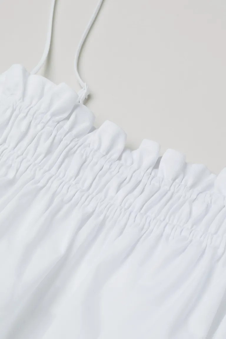 Short, flared dress in airy, woven cotton fabric. Extra-narrow, adjustable shoulder straps and tw... | H&M (US + CA)