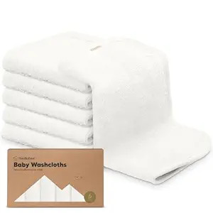 6-Pack Organic Baby Washcloths - Soft Viscose from Bamboo Washcloth, Baby Wash Cloths, Baby Wash ... | Amazon (US)