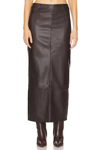 ALL THE WAYS Kayla Faux Leather Skirt in Chocolate Brown from Revolve.com | Revolve Clothing (Global)