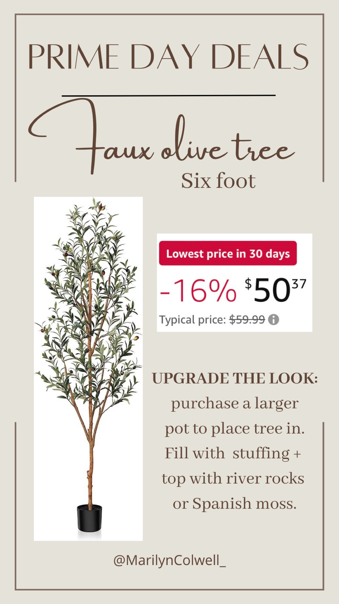 Amazon Prime Day Deals 🫶🏻

Faux olive tree, home decor, Amazon home, best seller, olive tree, living room decor, Amazon deal, Amazon find, prime deals

#LTKsalealert #LTKxPrimeDay #LTKhome