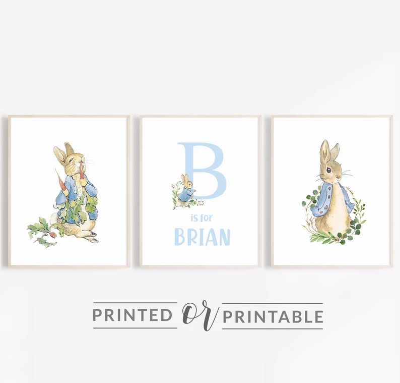 Peter Rabbit Nursery Decor, Peter Rabbit Nursery Prints, Boy Nuresery Wall Decor, Baby Name Sign,... | Etsy (US)