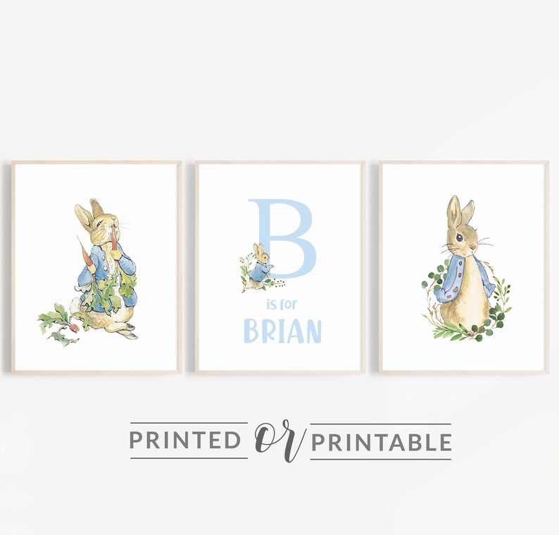 Peter Rabbit Nursery Decor, Peter Rabbit Nursery Prints, Boy Nuresery Wall Decor, Baby Name Sign,... | Etsy (US)