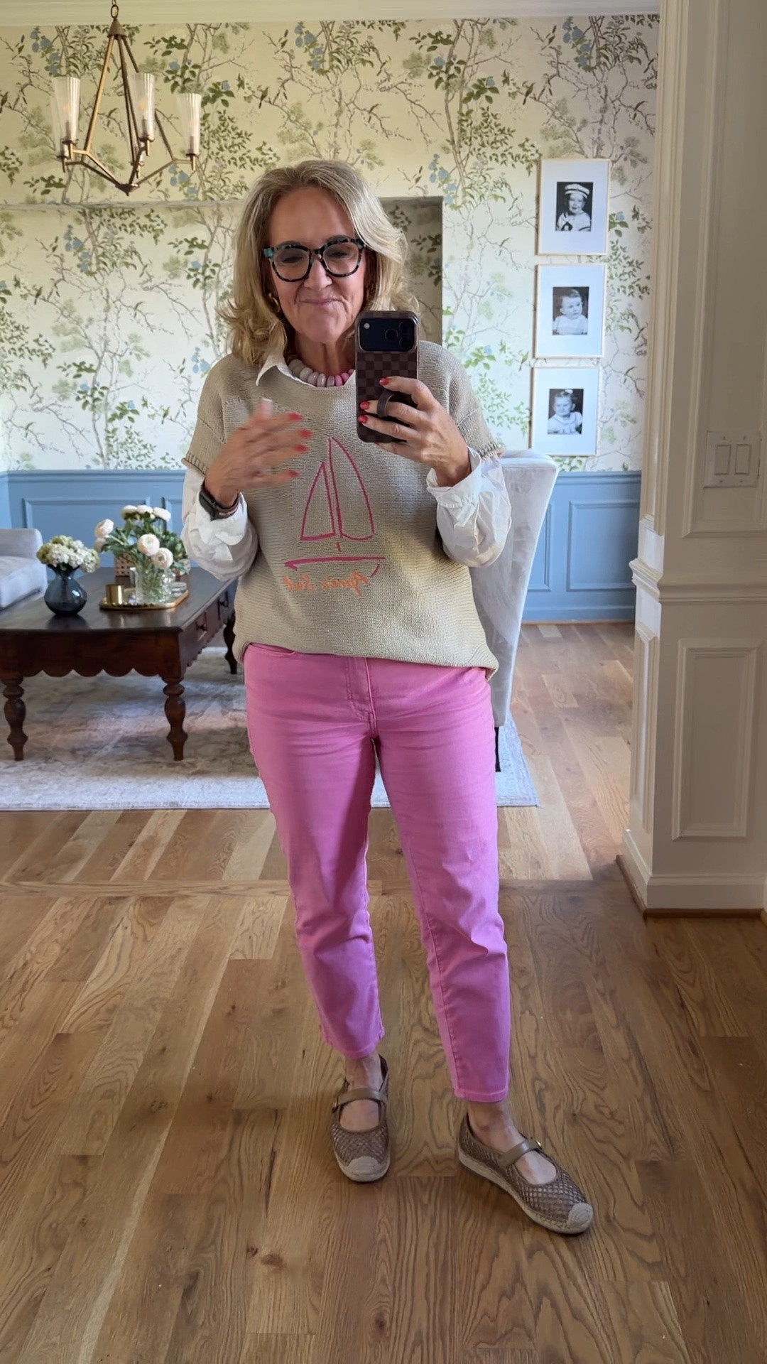 Sweater size large petite 
Blouse is generous size medium 
Jeans size 6 reg and I’m 5’3” so prob won’t work for the taller gals

#LTKootd #LTKOver40 #LTKPetite