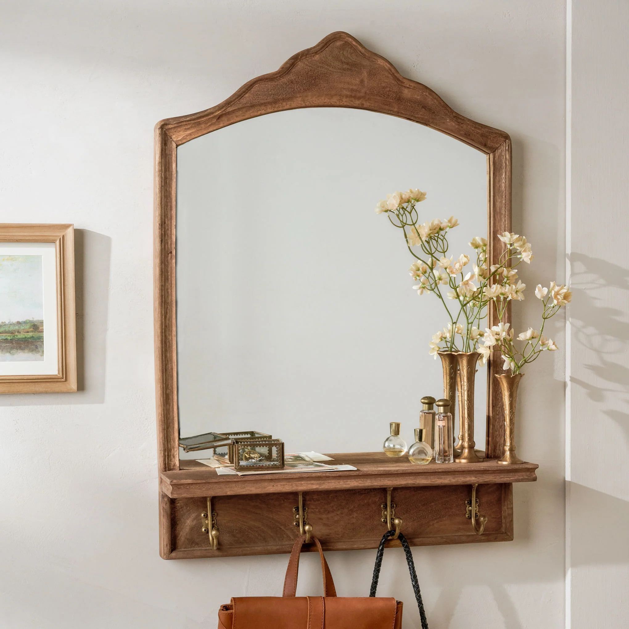 James Mirror with Hooks and Shelf | Magnolia