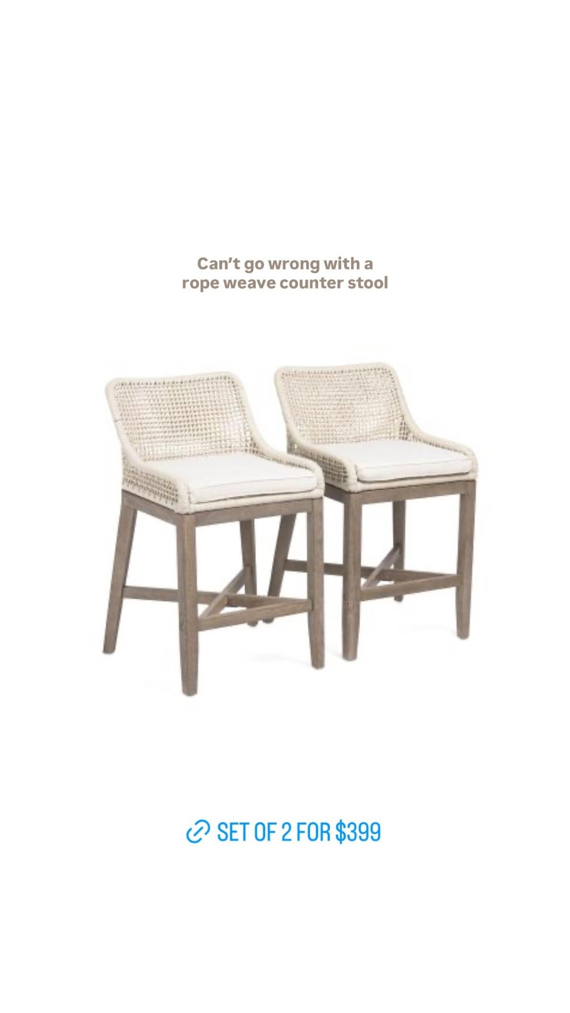 Can’t go wrong with a rope weave counter stool especially when they’re two for $399

#LTKSaleAlert #LTKHome #LTKSeasonal