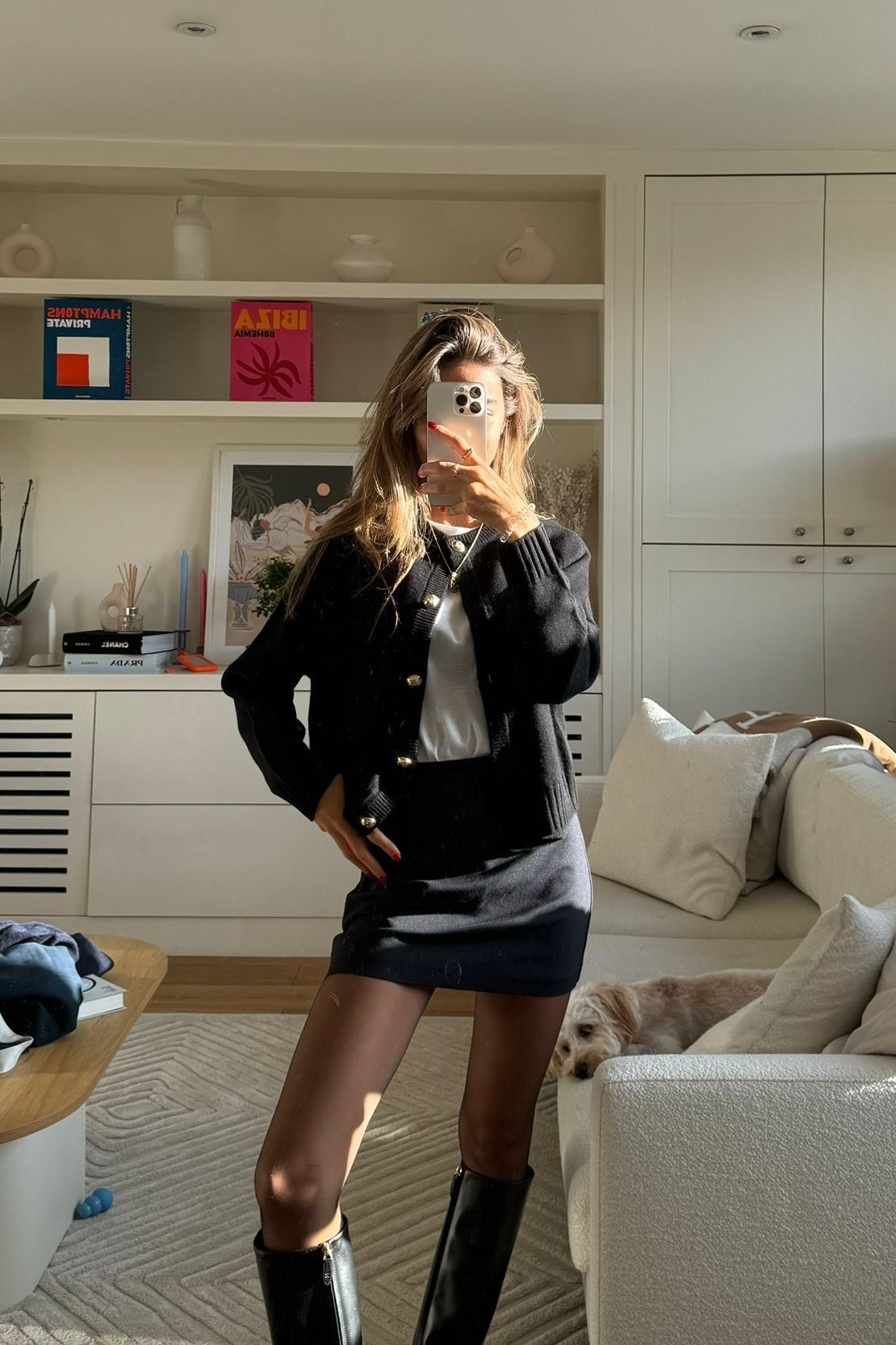 Black cardigan gold buttons, black mini skirt, basic white t-shirt, H&M, Abercrombie, massimo dutti 

#LTKeurope #LTKstyletip #LTKSeasonal