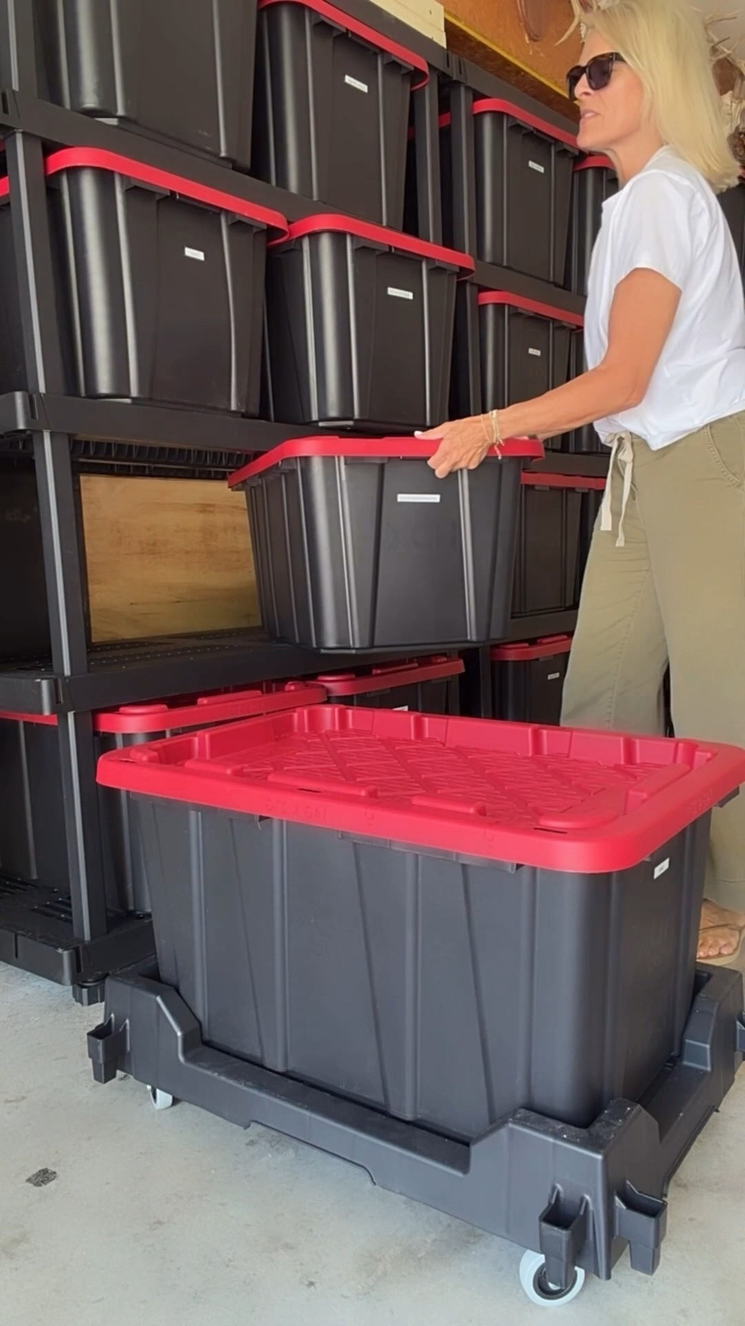 Garage organization!! Long overdo! 

If you’re like me, your garage might feel like chaos. I had Long wanted a system that could make use of the vertical space. 

LOVING the organization that we chose from Home Depot 
With these 27 gallon totes from HDX and the rolling tote stacker, the five tier shelving system, and the tote Taxi! 
Game changer when needing to get heavy totes  somewhere ￼￼￼￼￼

#LTKHome #LTKOver40 #LTKdayinmylife