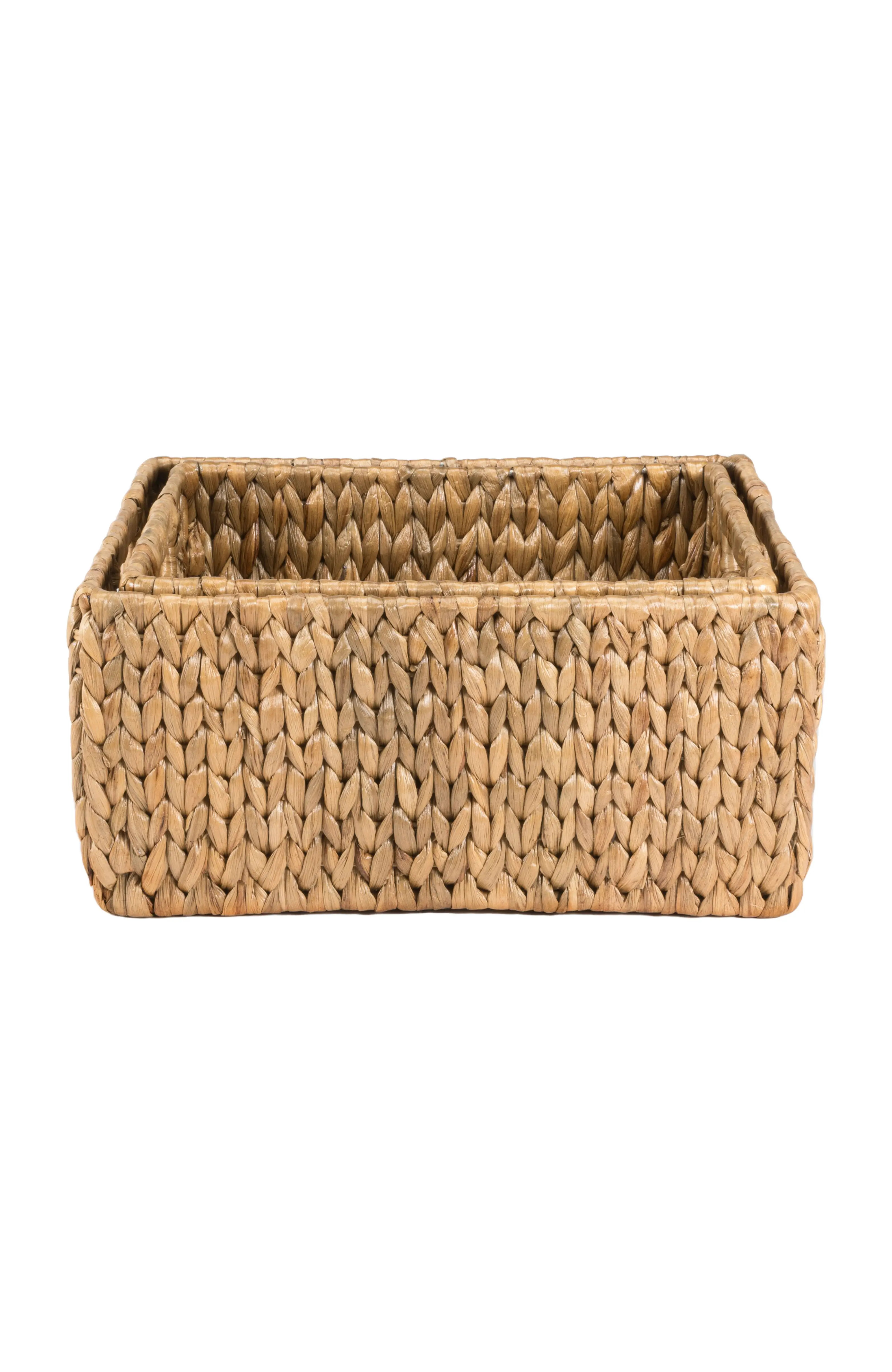 Leif Rustic Minimalist Hand-Woven Hyacinth Nesting Baskets with Handles | Nordstrom | Nordstrom