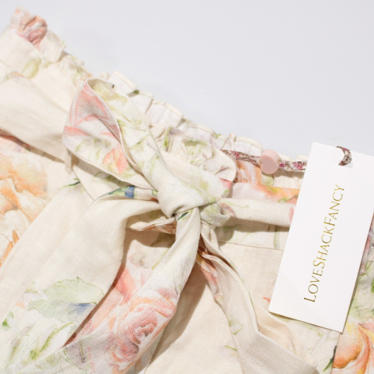 LoveShackFancy NWT Tivey Shorts Size 6 Light Beige/Multicolor Floral 100% Cotton | eBay US