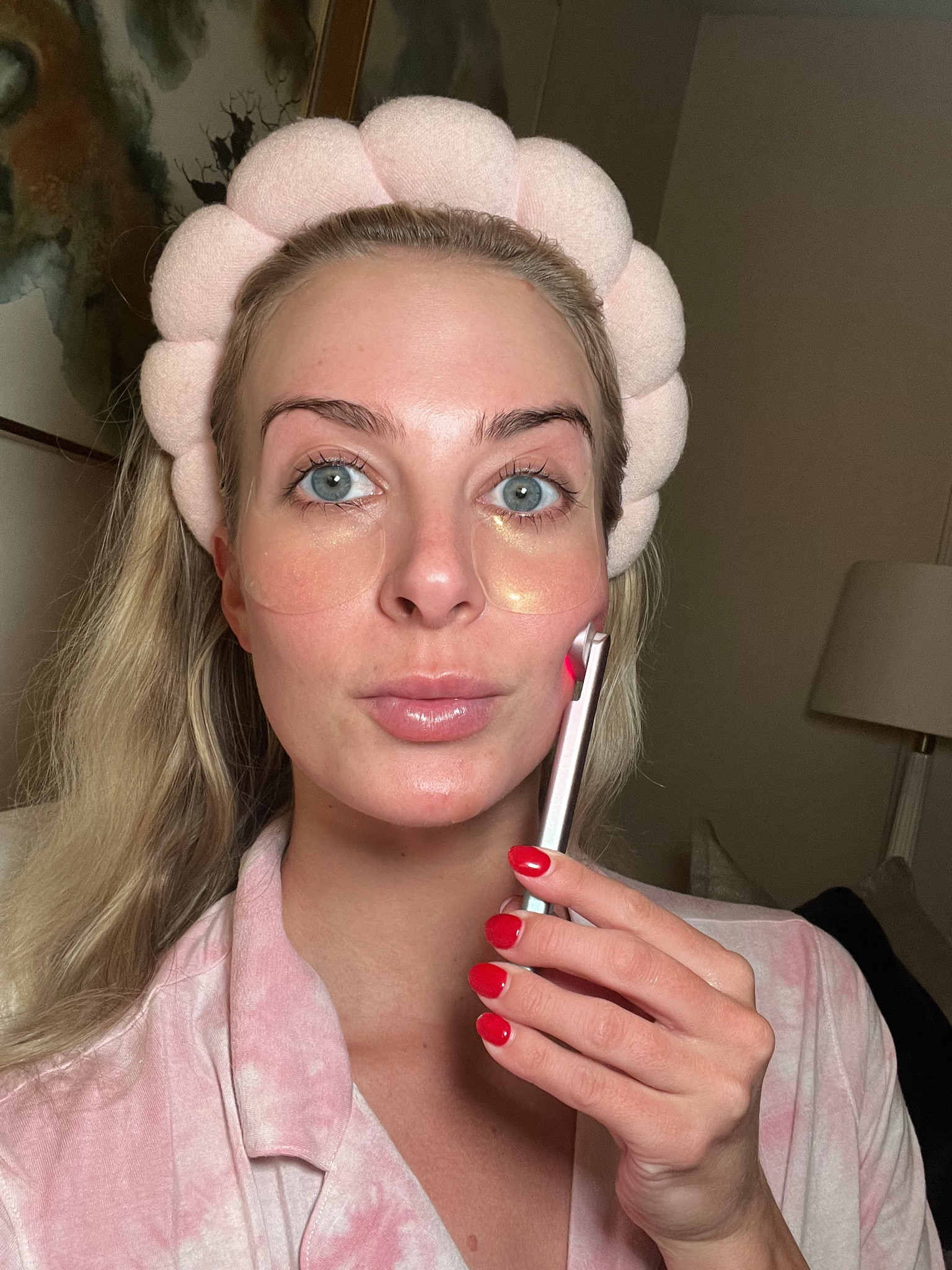 My perfect self care night! Obviously we have to start with the skin care headband to keep all the hair out of the face. Then, the are my favorite under eye patches (I keep them in the fridge for added cool sensation). The Solawave is RedLight Therapy that has so many benefits! And lastly, Mighty Patches overnight for breakouts  

#LTKunder100 #LTKbeauty