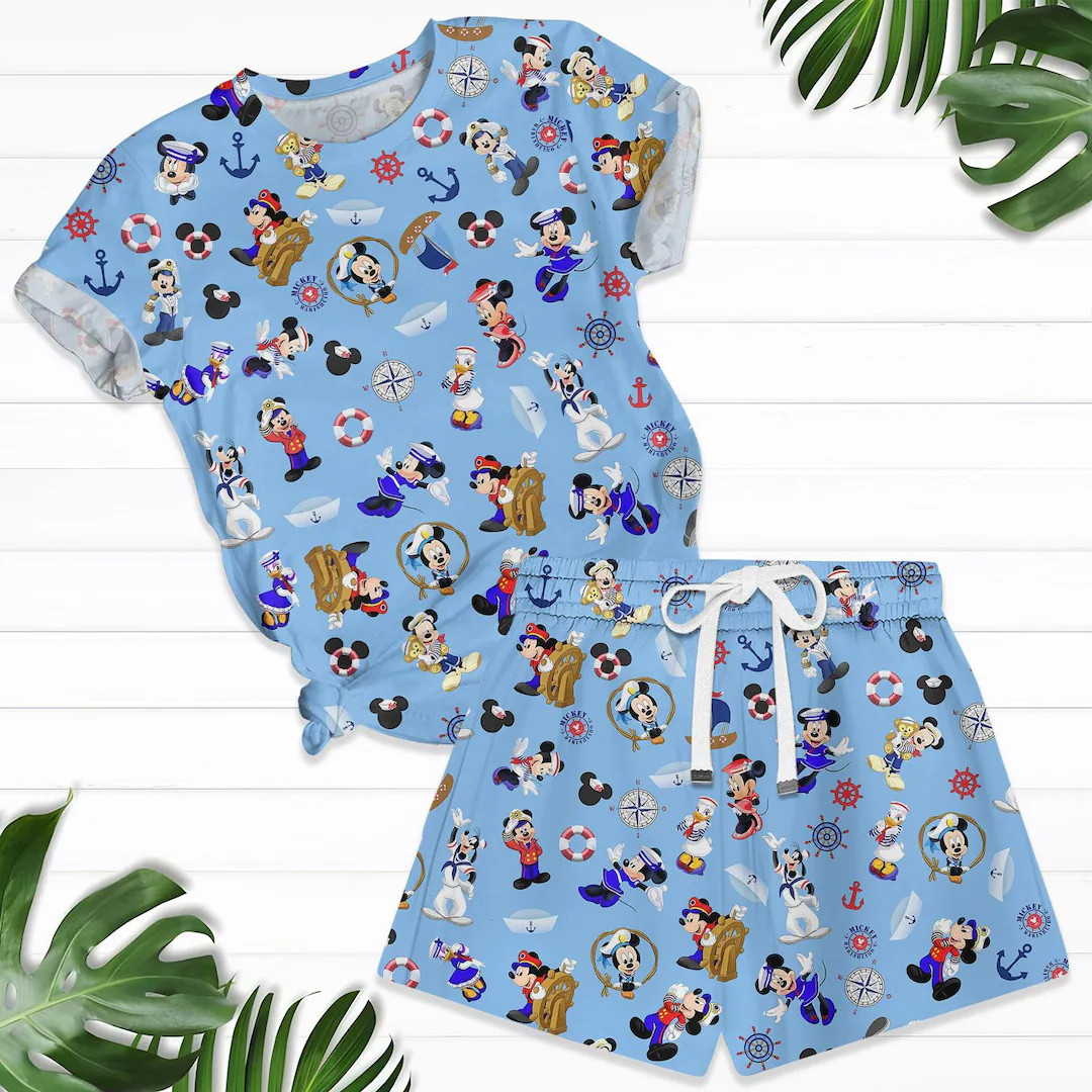 Disney Cruise Tshirt and Shorts Pajamas Set, Disney Cruise Summer Sets, Mickey and Friends Tshirt... | Etsy (US)