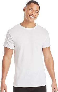 Hanes Men's Cotton Undershirt, Moisture-Wicking Crew Tee Undershirts, Multi-Packs Available | Amazon (US)
