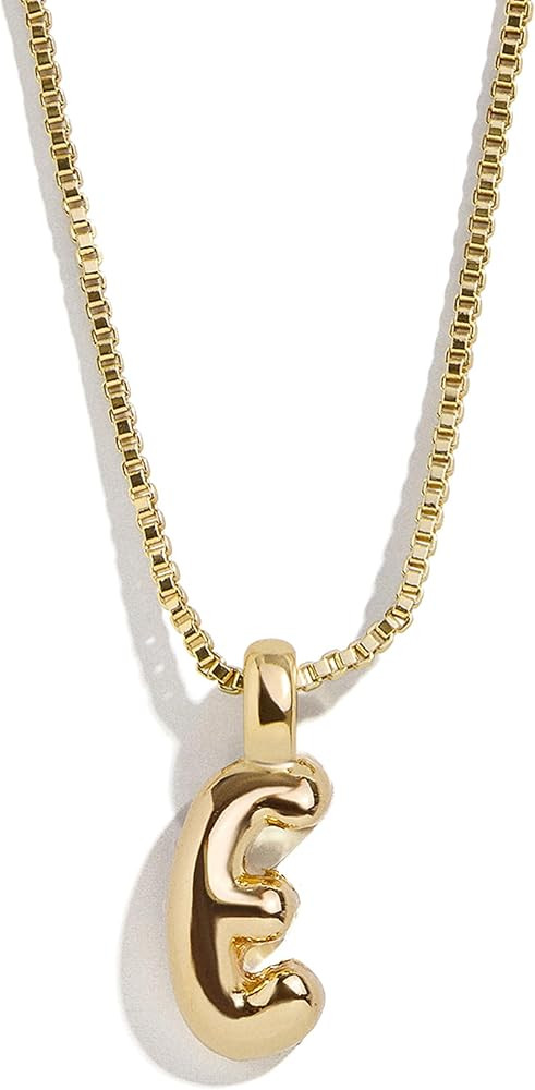 BaubleBar Gwen Mini Bubble Initial Necklace - Gold-Plated Bubble Letter Pendant, 17 Inch Chain wi... | Amazon (US)