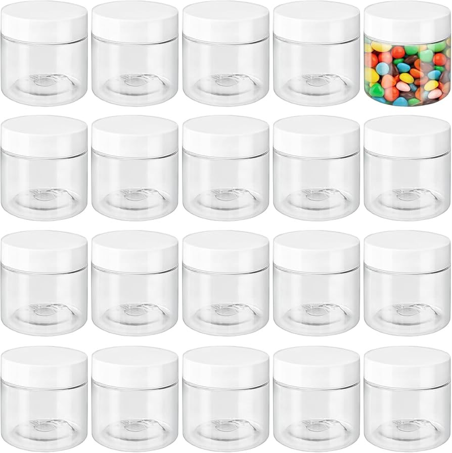 20 Pcs 2 Oz Clear Cosmetic Container with White Lids,Travel Storage Clear Empty Cosmetic Jars,Pla... | Amazon (US)