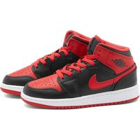 Air Jordan Men's 1 Mid BG Sneakers in Black/Fire Red, Size UK 3 | END. Clothing | End Clothing (US & RoW)