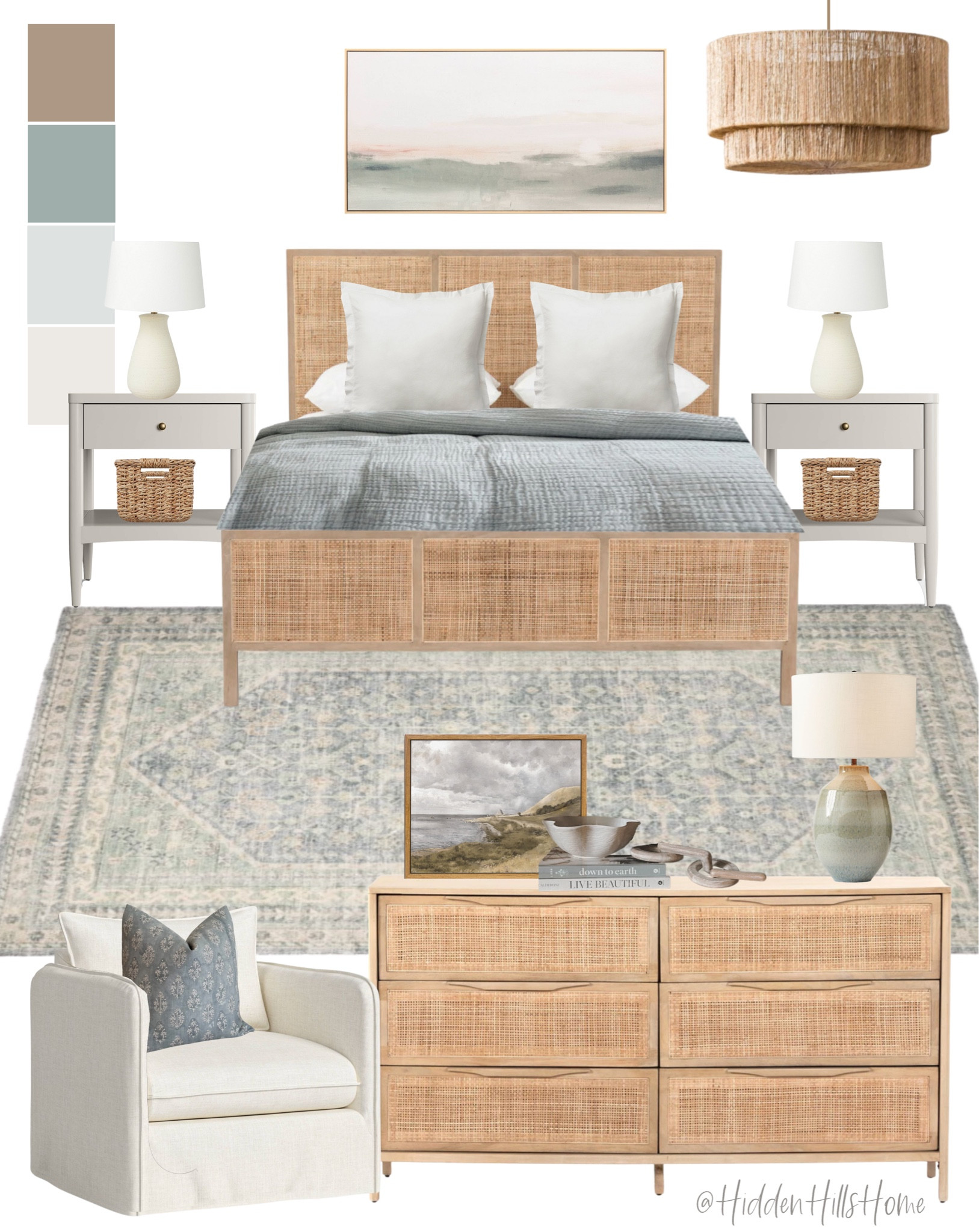 Coastal bedroom decor, Beach House bedroom, primary bedroom decor ideas, bedroom rug, nightstands #bedroom

#LTKhome #LTKsalealert #LTKstyletip