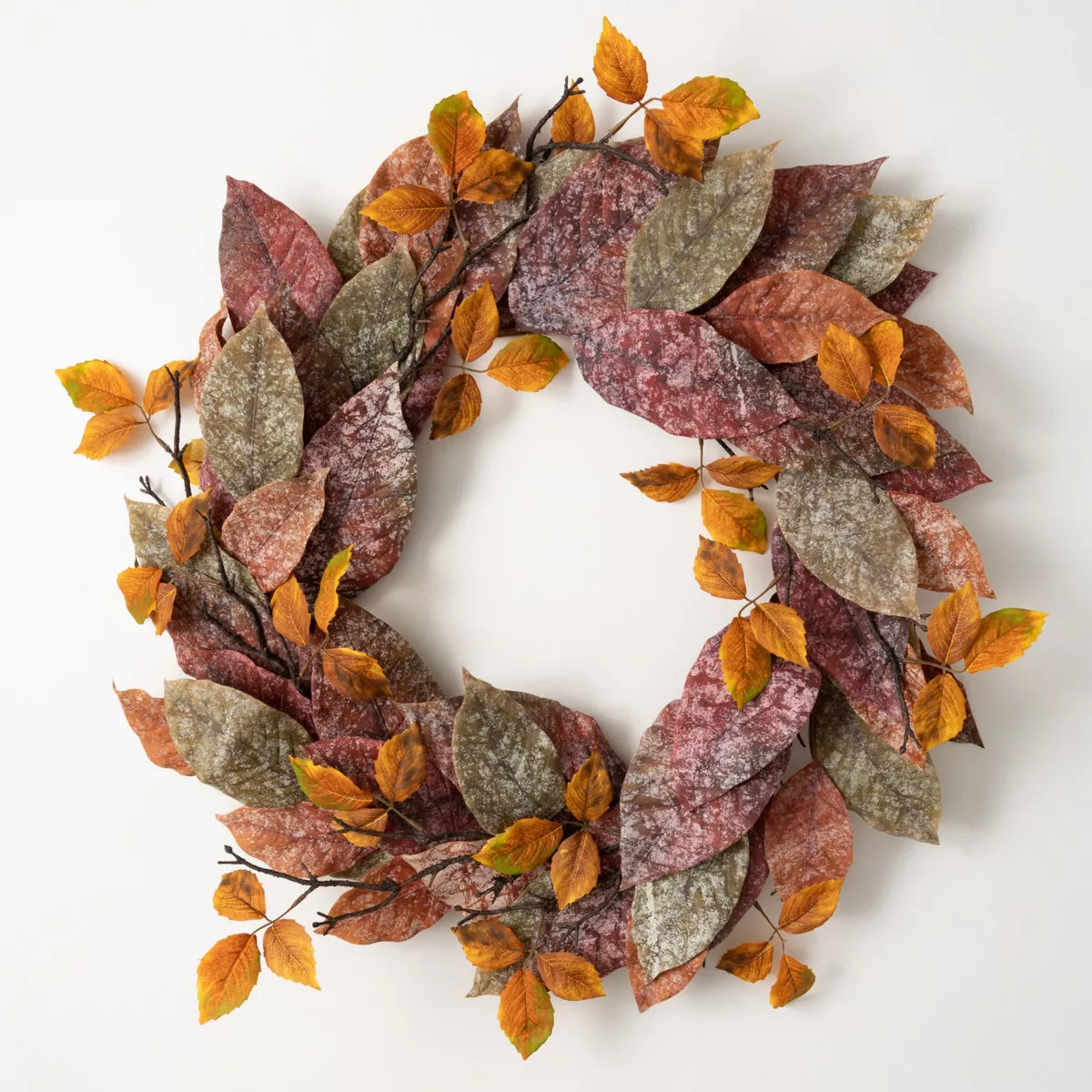 26"H Sullivans Warm Fall Mixed Leaf Wreath For Front Door, Multicolored | Target