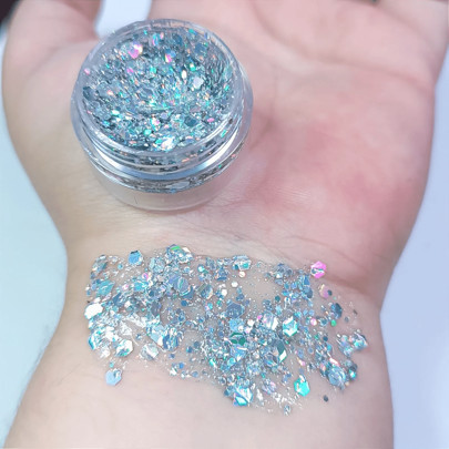 Glitter Gel para Rosto Cabelo e Corpo Prata Holo Silver - Festa Carnaval Maquiagem Artística | SHEIN