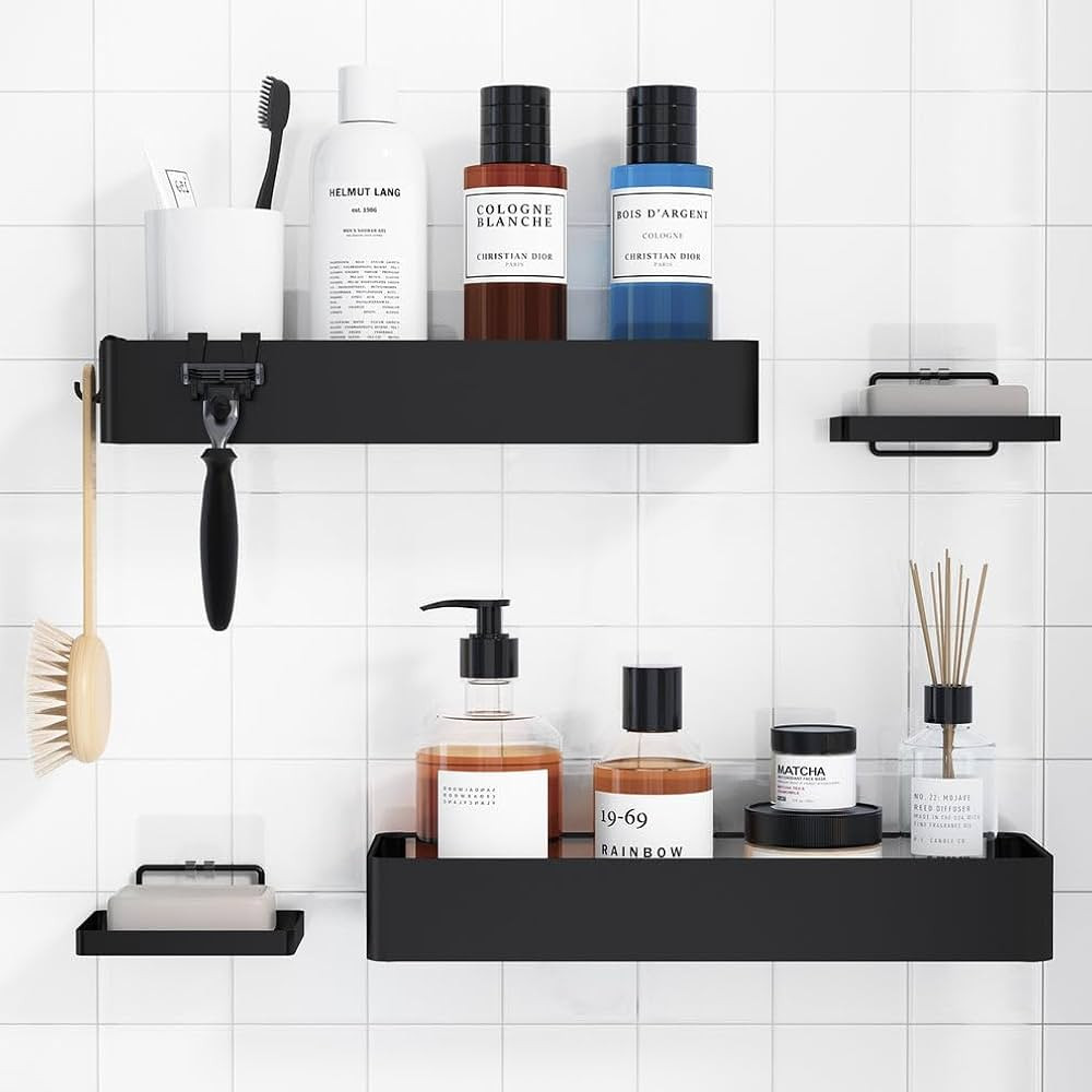 Kitsure Shower Caddy - 2 Pack with 2 Soap Holder, Rustproof Shower Organizer, Drill-Free Shower S... | Amazon (US)