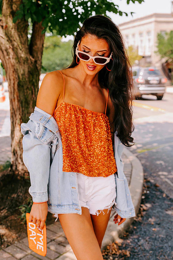 Dream Team Sequin Tank in Orange | Impressions Online Boutique