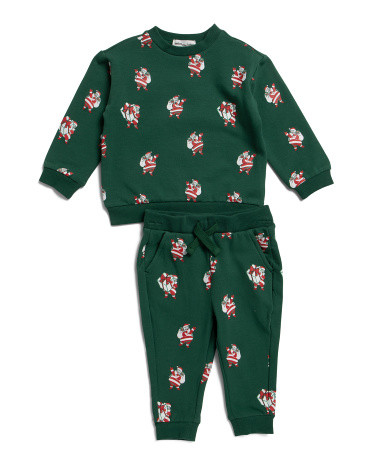 Santa Print Knit Sweatshirt And Pants Collection | TJ Maxx
