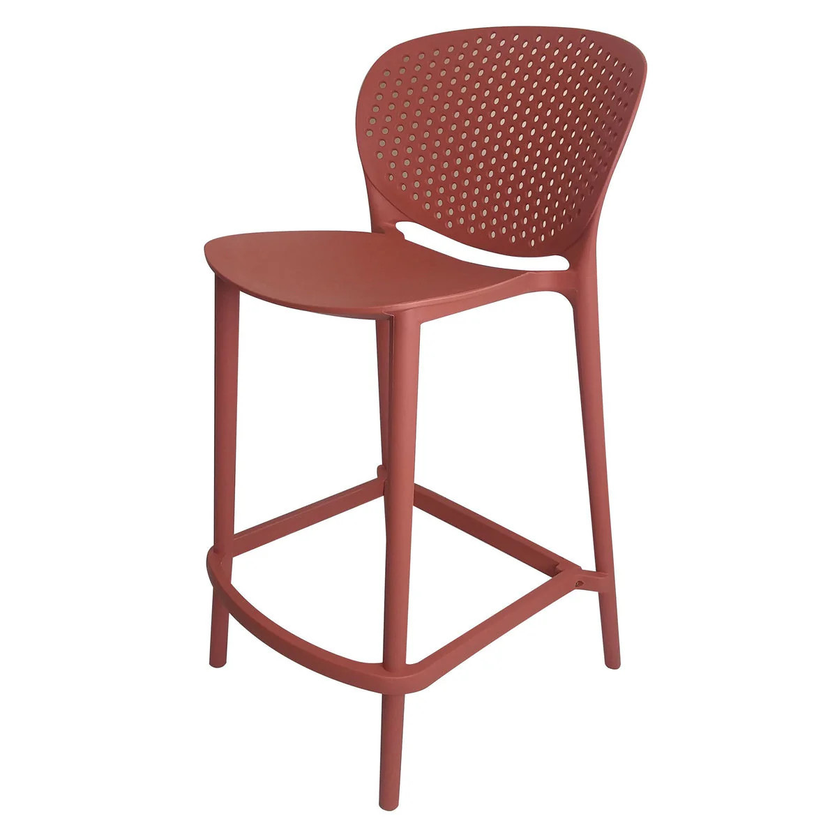 Celin 26 Inch Counter Stool Chair, Set of 4, Stackable, Mesh Back, Orange | Shop Simon