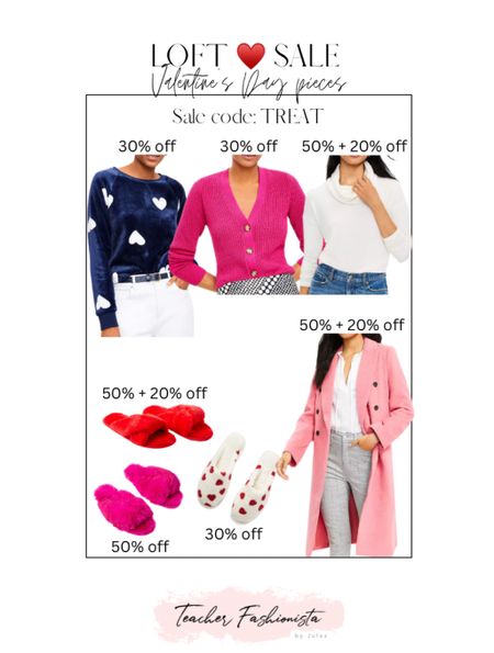 Loft 30-50% off sale! Code: TREAT 

• Valentine’s Day • winter coat • slippers • workwear • loungewear • pink sweater • heart sweater • 



#LTKunder100 #LTKFind #LTKsalealert