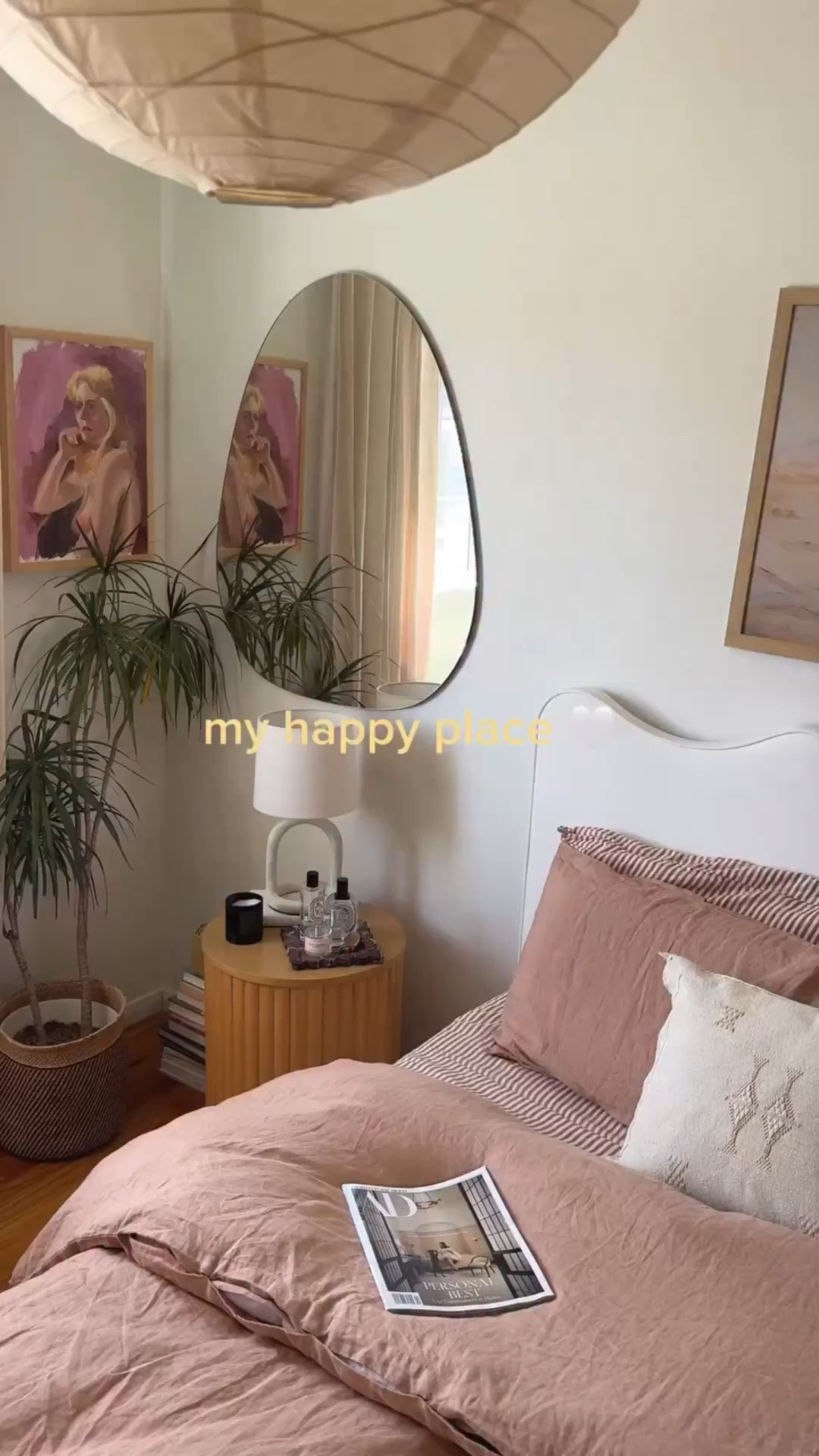 My happy place 🌸 New bedding combo of stripes and solids are the perfect recipe for a cozy bedding situation 🌀 

 
 
 
 
 
#romanticizeyourlife #colorfulhome  #apartmentdecor #comfortcreator apartmenttherapy