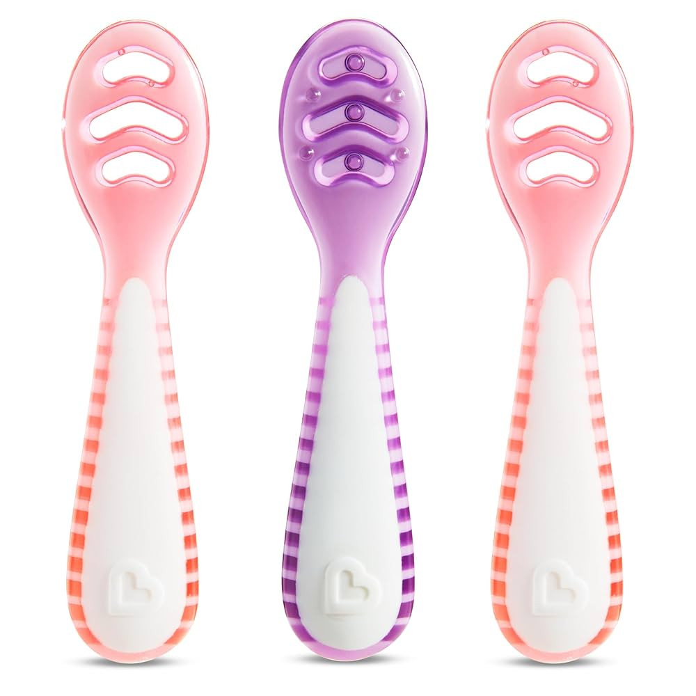 Munchkin® Gentle Dip™ Baby Spoons for Self Feeding and Baby Led Weaning, 3 Pack, Pink/Purple | Amazon (US)