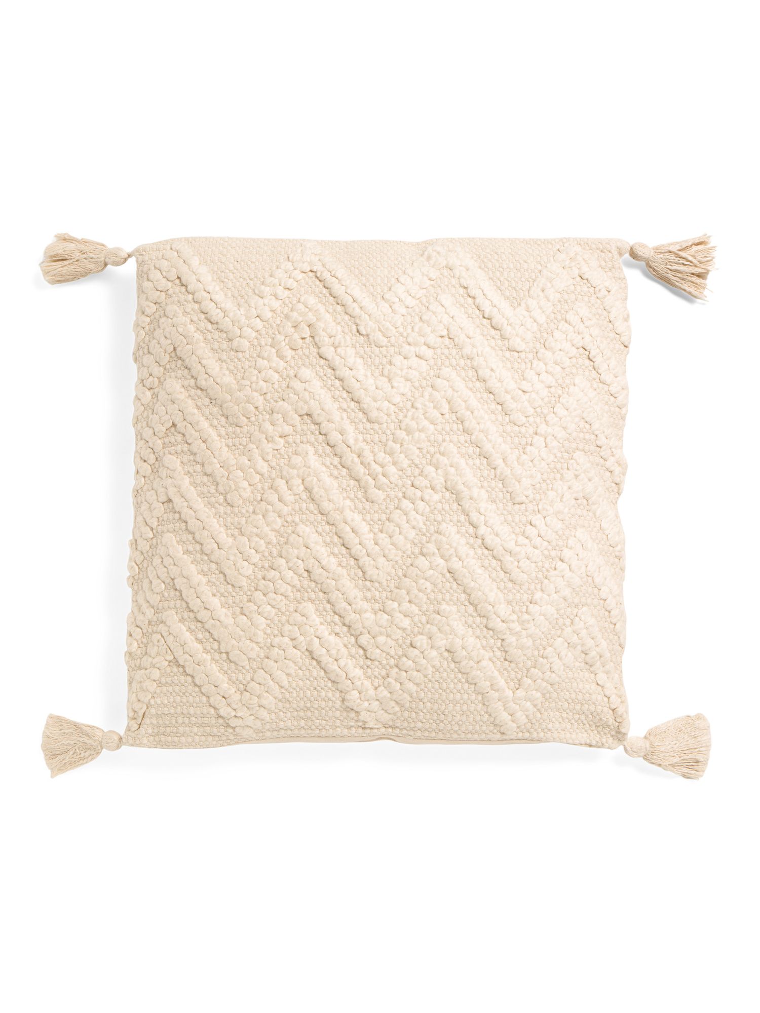 20x20 Textured Chevron Pillow With Tassles | TJ Maxx