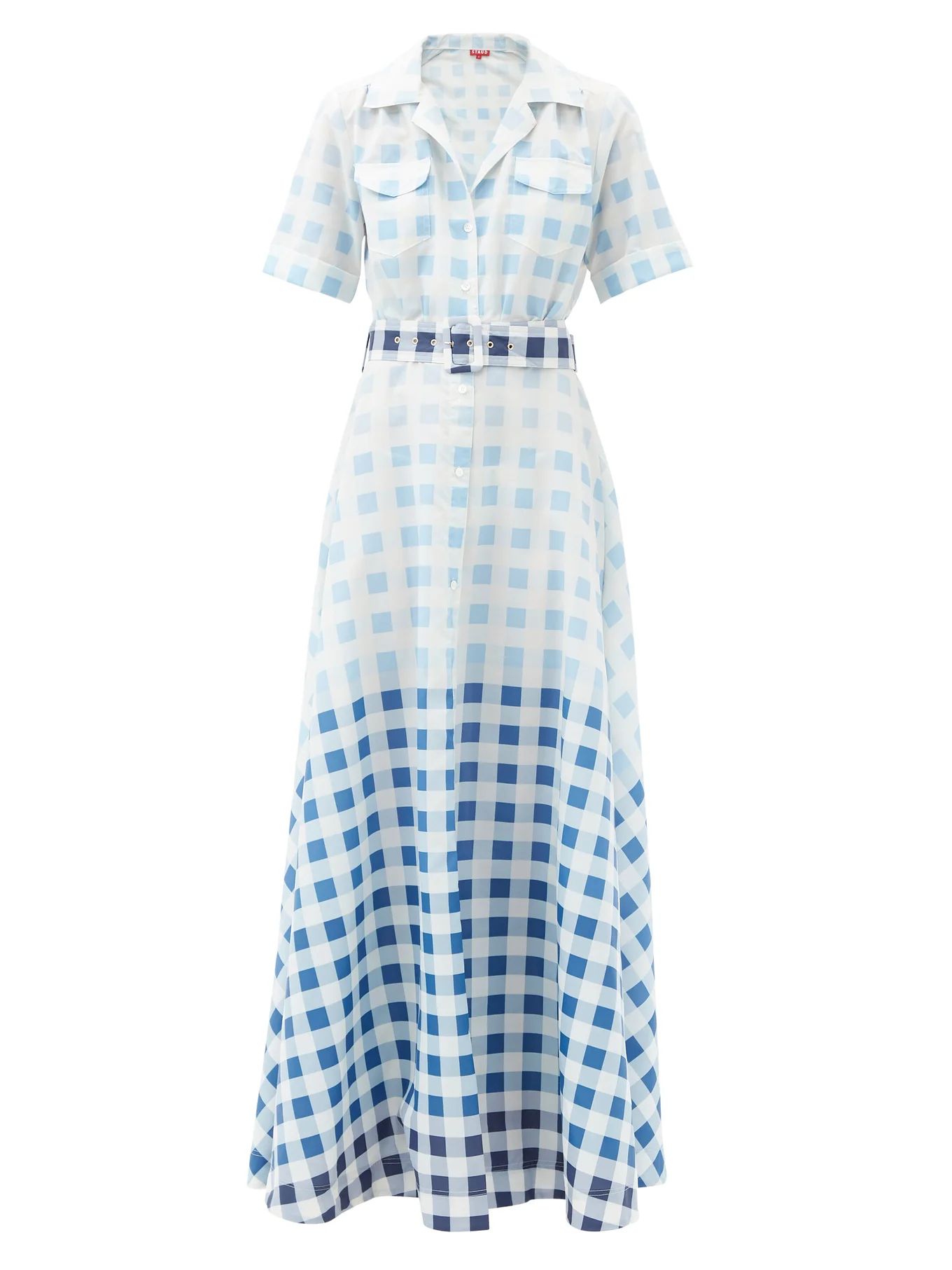 Millie gingham recycled-poplin maxi shirt dress | Staud | Matches (US)