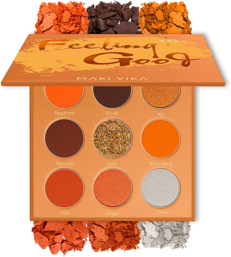 MAKI YIKA Orange Eyeshadow Palette Long Lasting, Orange Eye Shadow for Women, High Pigmented 9 Co... | Amazon (US)