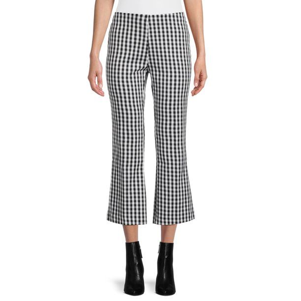 Time and Tru Women's Mid Rise 25" Inseam with Side Zip Closure Kick Flare Crop Pants | Walmart (US)