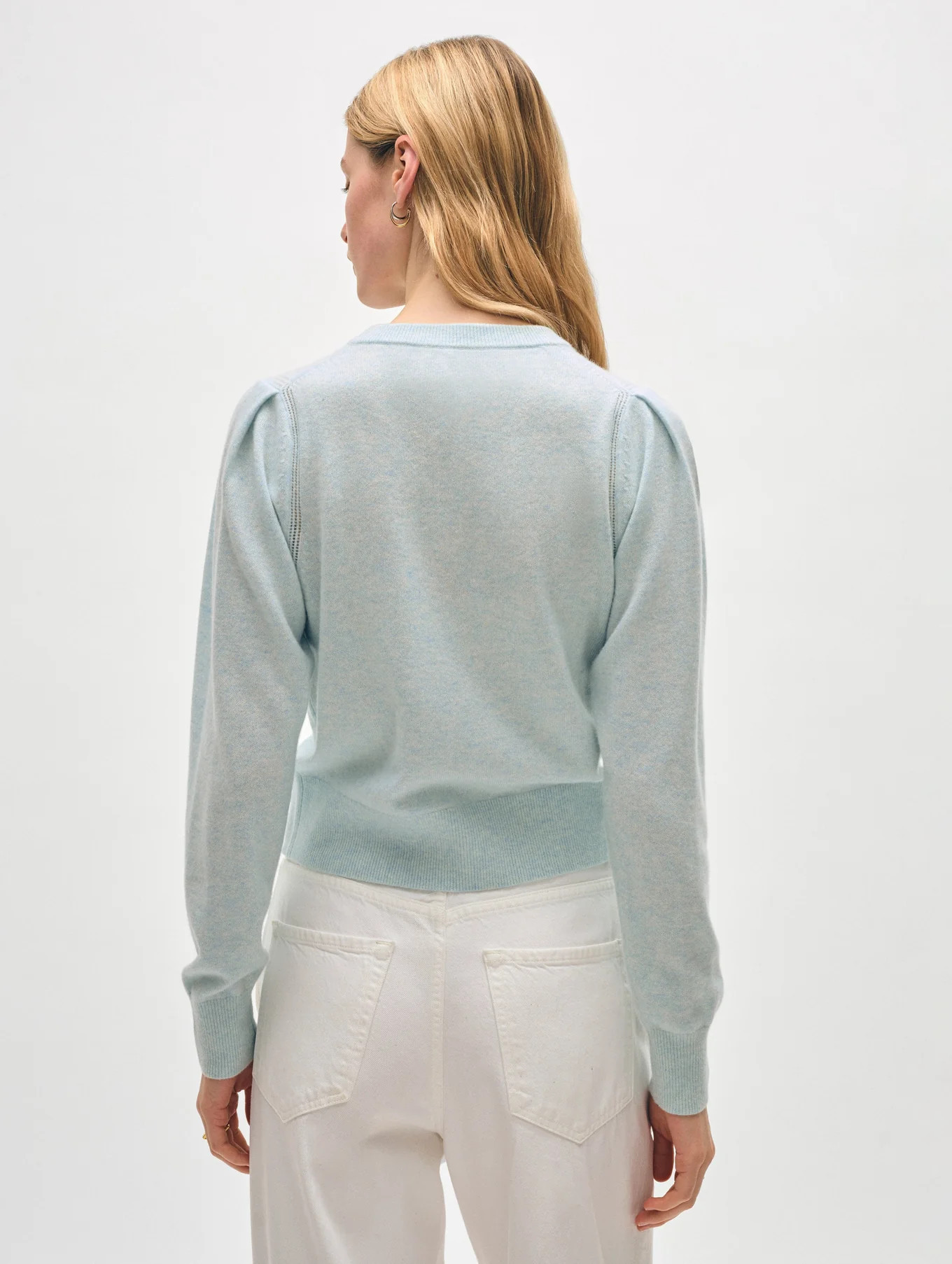 Cashmere Puff Sleeve Cardigan | White and Warren