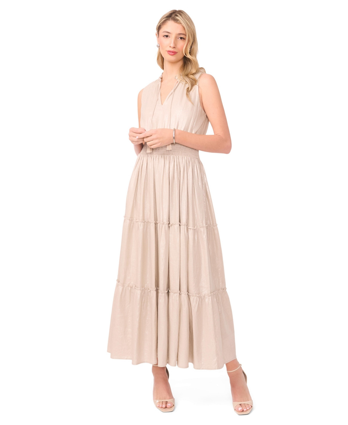Vince Camuto Women's Tiered Ruffle Maxi Dress - Neutral | Macy's
