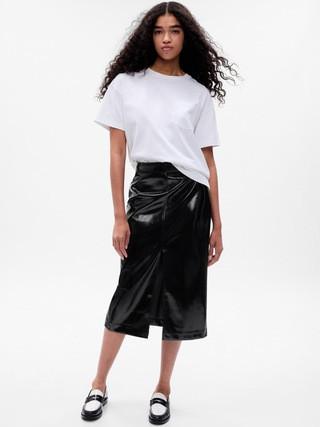Vegan Leather Midi Skirt | Gap (CA)