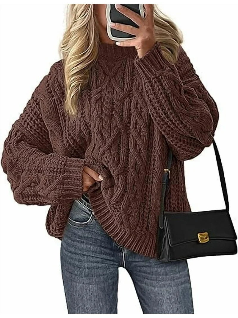 PRETTYGARDEN Women's Oversized Fall Sweaters Casual Long Sleeve Crewneck Chunky Cable Knit Pullov... | Walmart (US)