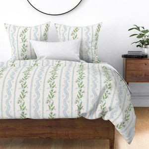 Soft Blue and greens on white | Spoonflower